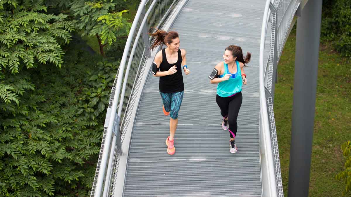 Two women jogging